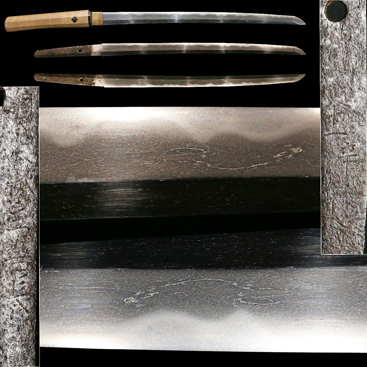 【昊】江戸時代の陸奥国会津藩 陸奥大掾三善長道 □文十一辛年八月 湾れに互の目交じり刃紋 刀剣武具[IL34Iu]