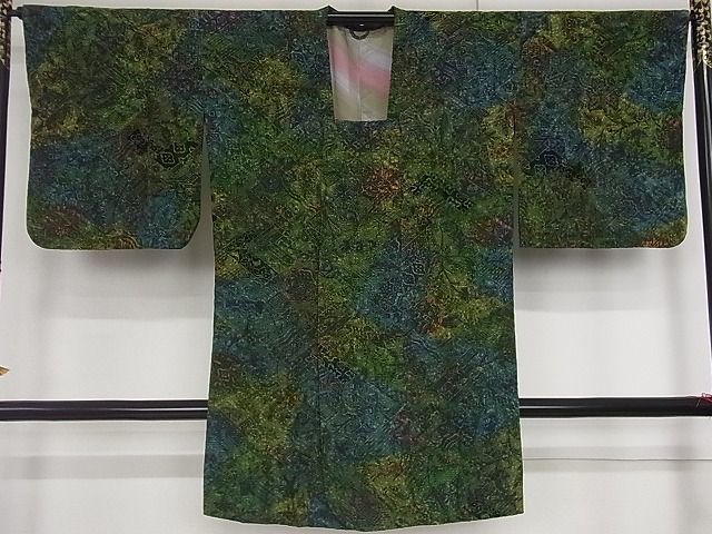 着物屋こころ■道行コート 輪奈織 洋花文 暈し染め 正絹 逸品 A-wj2039