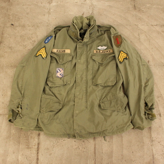 B321 60sビンテージ U.S.ARMY M-65 アルミジッパー ミリタリージャケット■1960年代製 約Lサイズ カーキ アメカジ 古着 古着卸 激安 希少