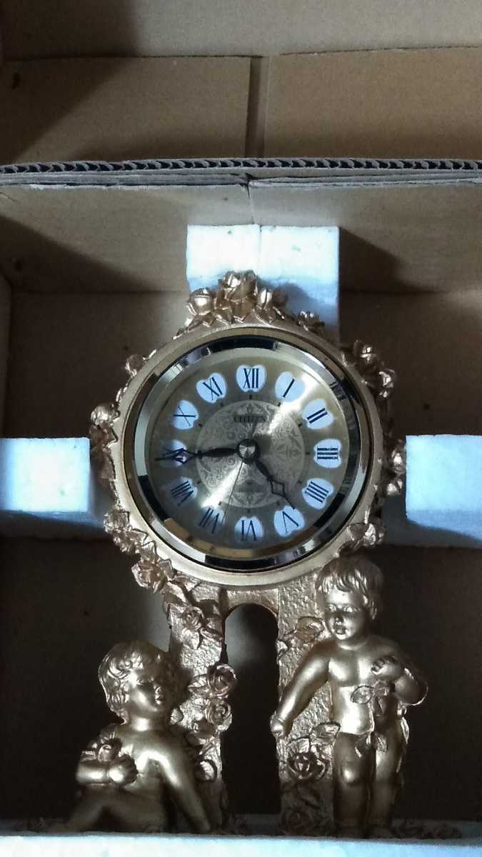 CITIZEN クオーツ スイートエンゼル 4RG660 金色仕上 置き時計