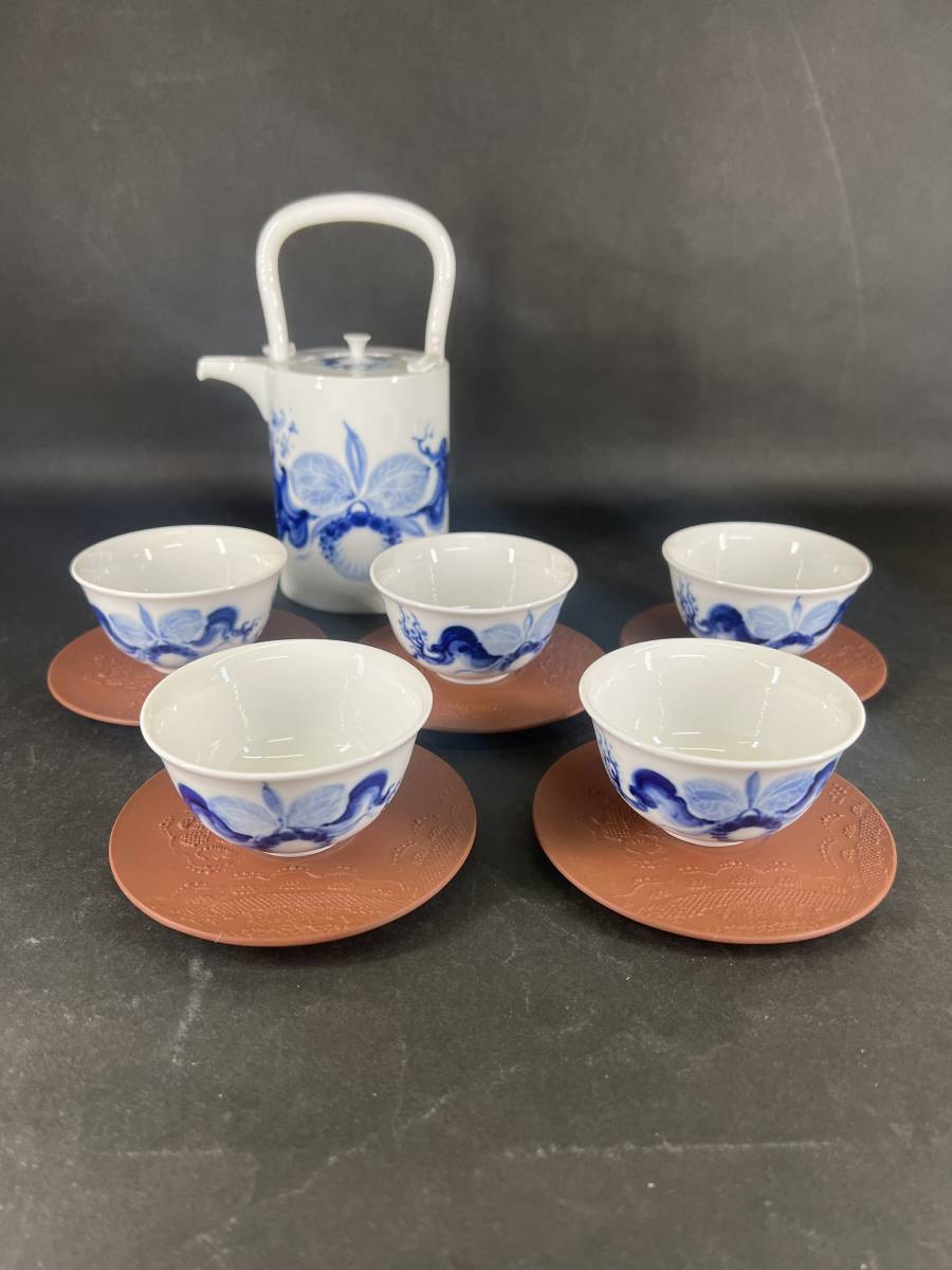 マイセン MEISSEN ブルーオーキッド 急須1点、湯呑み5客セット 【公式