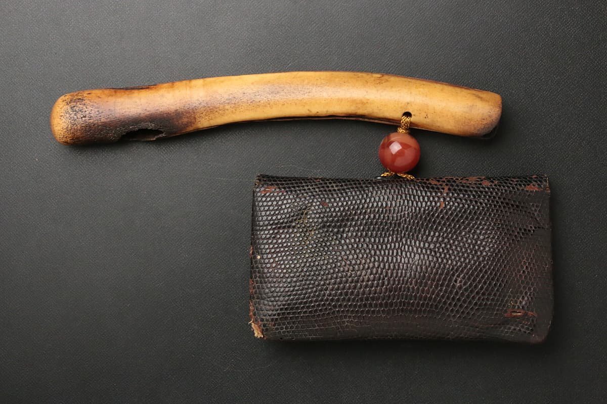 江戸期 四分一 小柄 金銀象嵌 人物図 煙管 キセル 喫煙具 江戸期