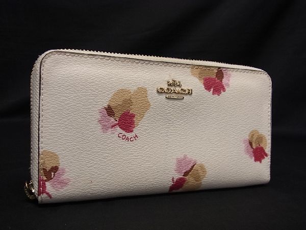 COACH フローラル プリント レザー 長財布 アイボリー COACH フローラル プリント レザー 長財布 アイボリー