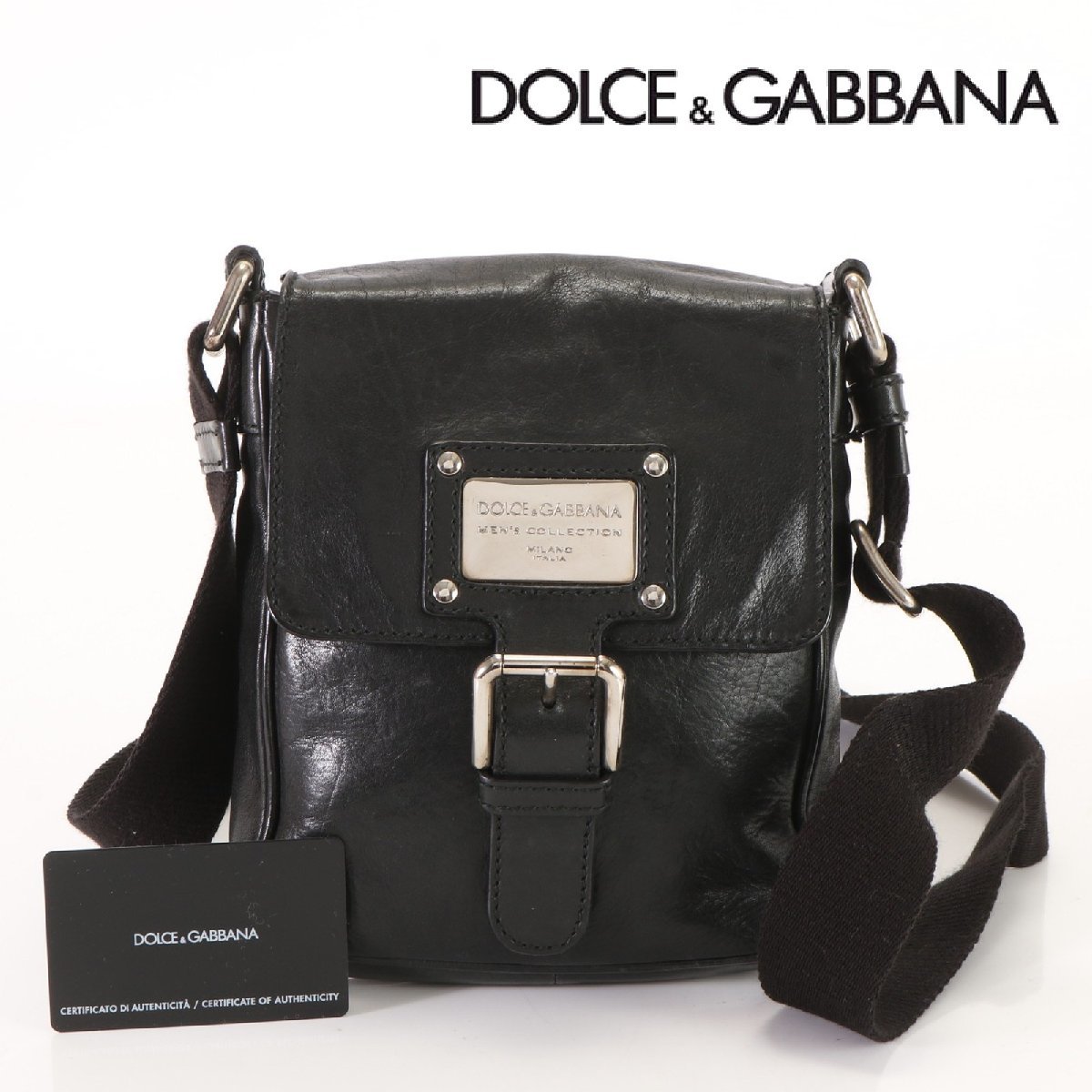 ■1円■美品■ドルチェアンドガッバーナ■ギャランティカード付■ロゴ■レザー■ショルダーバッグ■斜め掛け ビジネス 通勤 メンズ AG1-C8