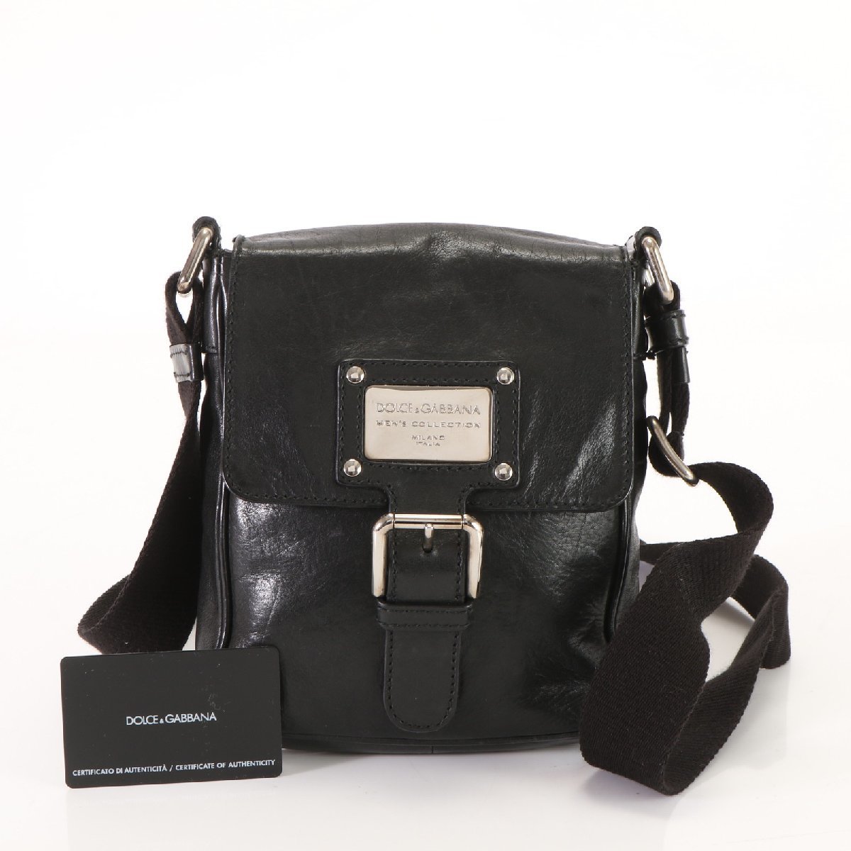■1円■美品■ドルチェアンドガッバーナ■ギャランティカード付■ロゴ■レザー■ショルダーバッグ■斜め掛け ビジネス 通勤 メンズ AG1-C8