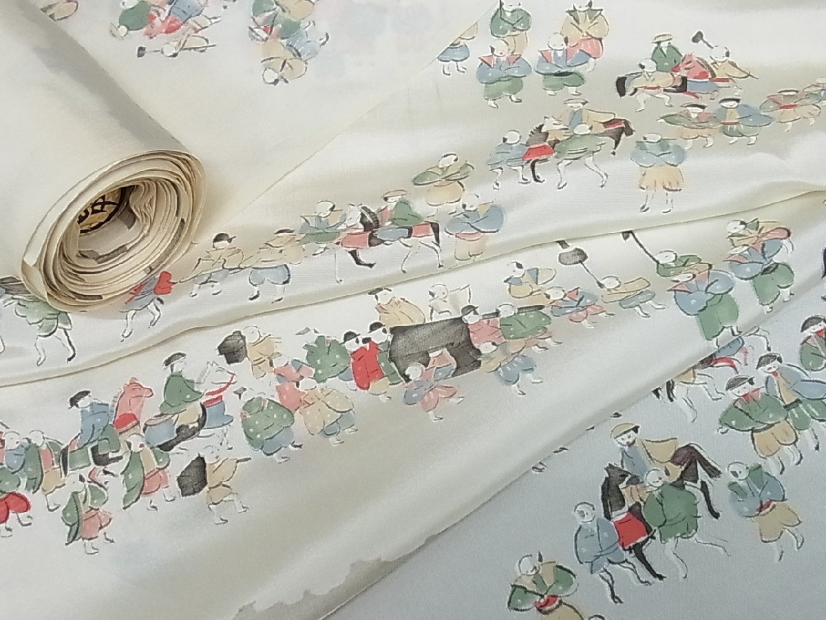 平和屋着物■上質な長襦袢　反物　着尺　大名行列　逸品　未使用　ca2013