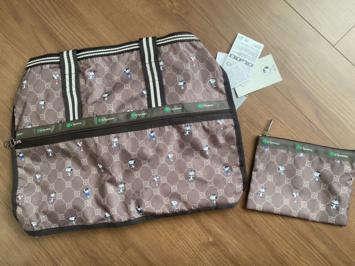 新品 レスポートサック スヌーピーボストンバッグ ポーチ付き