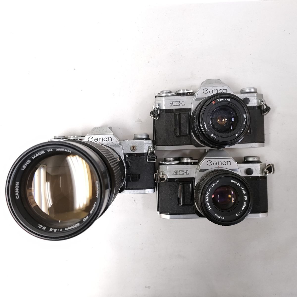 Canon AE-1 + レンズ 2.8/28 ， 1.8/50 ， 5.6/300 他 ボディ レンズ