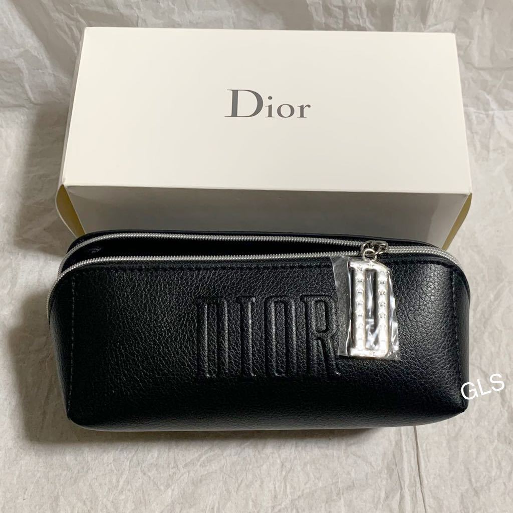 レア 未使用本物 christian dior ポーチ ブラック 黒 シルバー puレザー 化粧ポーチ コスメポーチ ノベルティ ディオール 