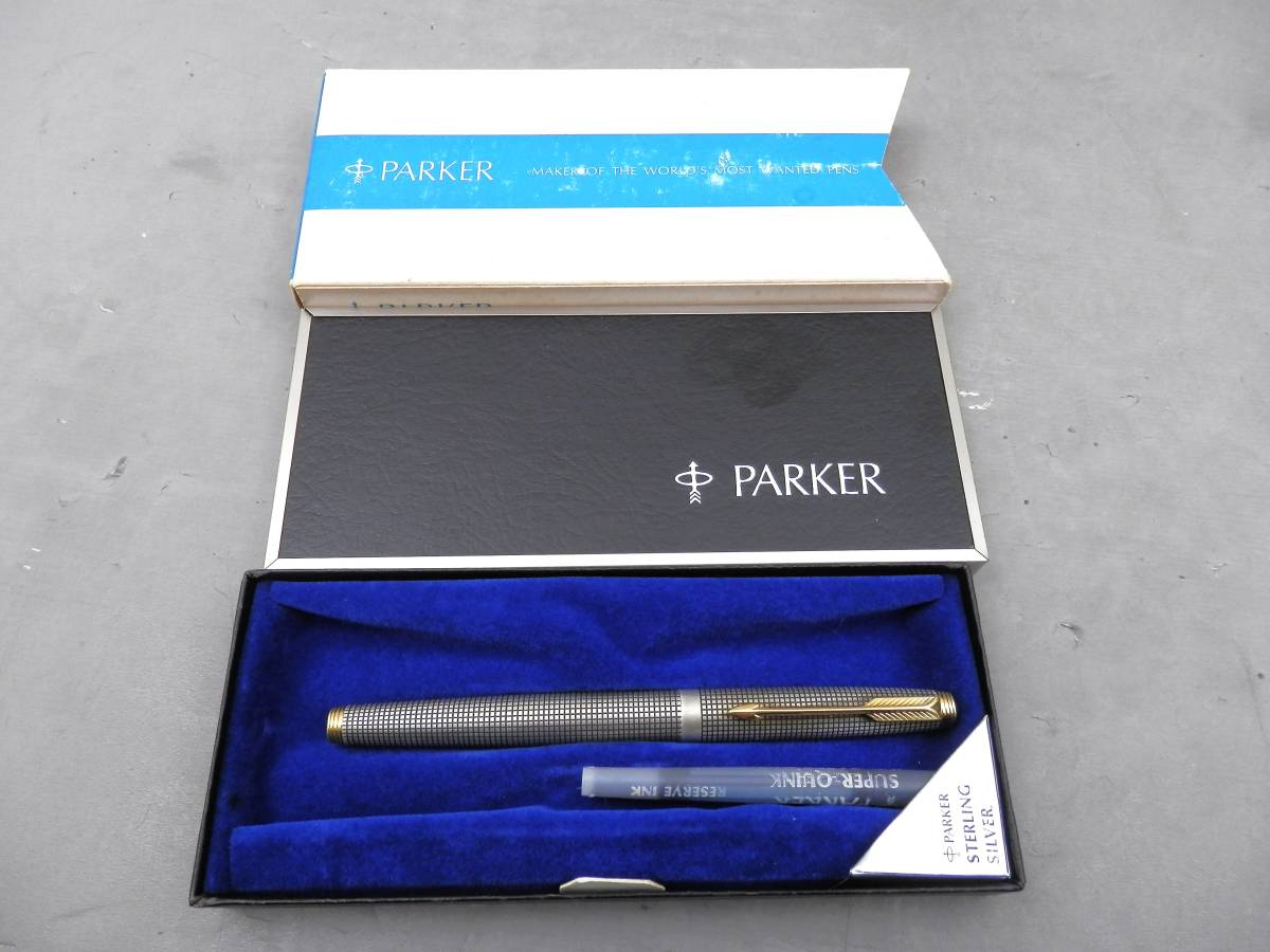 PARKER STERLING SILVER 14K 吸引式万年筆 未使用保管品 約22g 現状品