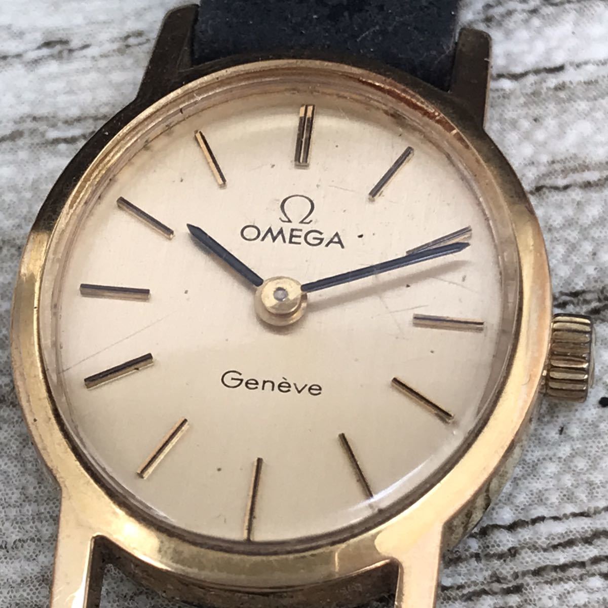 オメガ ジュネーブ 手巻き OMEGA Geneve 社外ベルト レディース ○動作 