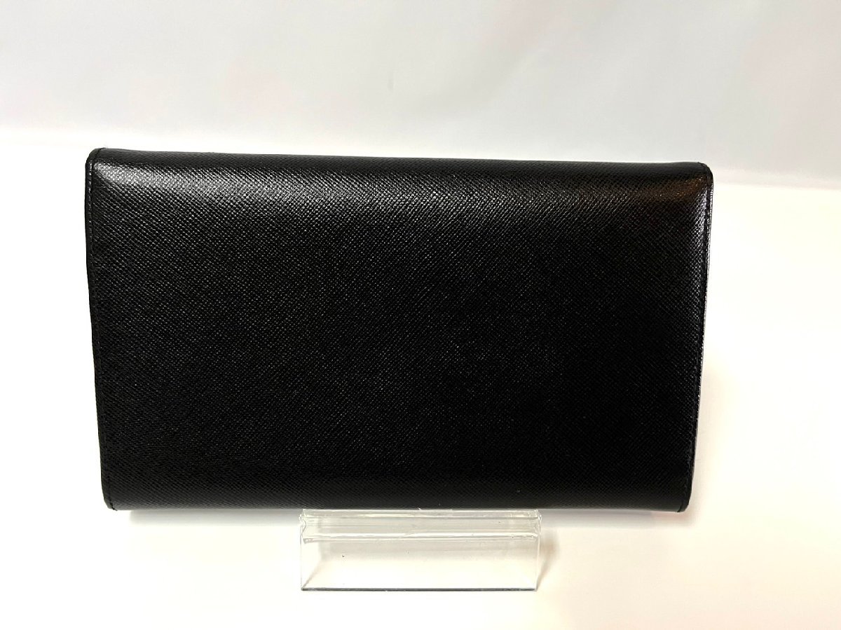 美品☆PRADA プラダ サフィアーノレザー 二つ折り長財布 黒 M608A 
