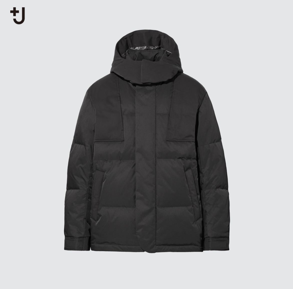 送料無料！【+J UNIQLO】定価17900円 ダウンオーバーサイズパーカ オールブラック サイズ3xl フィルパワー640 耐久撥水機能