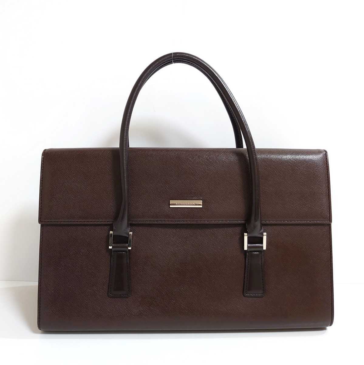 ★美品 高級 BURBERRY バーバリー ハンドバッグ ノバチェック柄 トートバッグ サフィアーノ レザー 本革 ブラウン 鞄 レディース バッグ