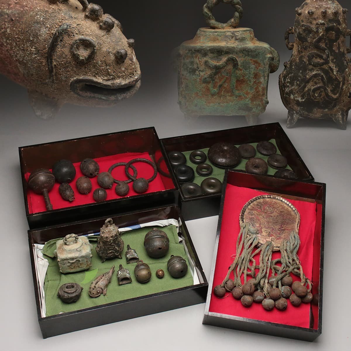 銅器梵字入り魚図鈴