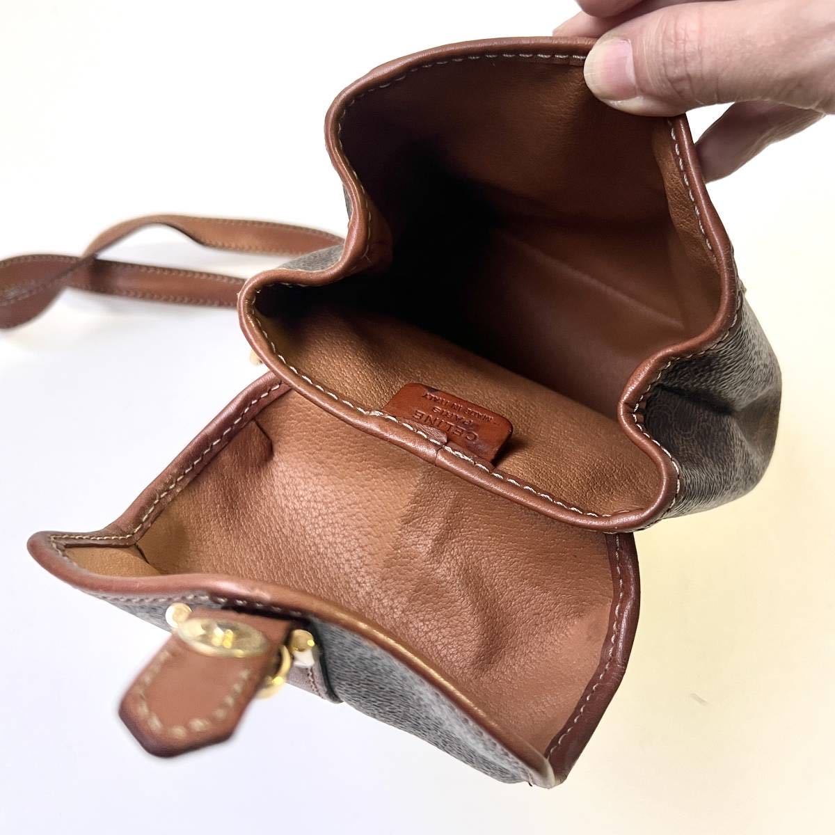 美品 CELINE オールド M95 マカダム ミニショルダーバッグ 斜め掛け 日本直送 名牌中古包 】CELINE セリーヌ マカダム ブラゾン型押し ミニ