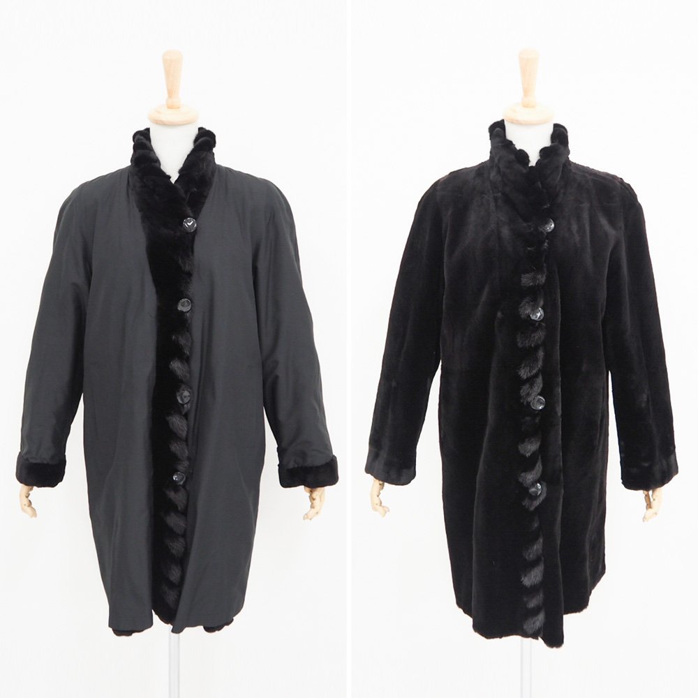 美品【 銀 SAGA MINK / リバーシブル / レア 】高級毛皮 サガ 
