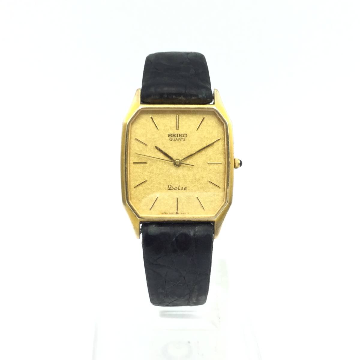 GG78■ 腕時計 QZ 不動 SEIKO セイコー Dolce ドルチェ メンズ クォーツ 9521-5181 ゴールド系文字盤 10K 3針 ■