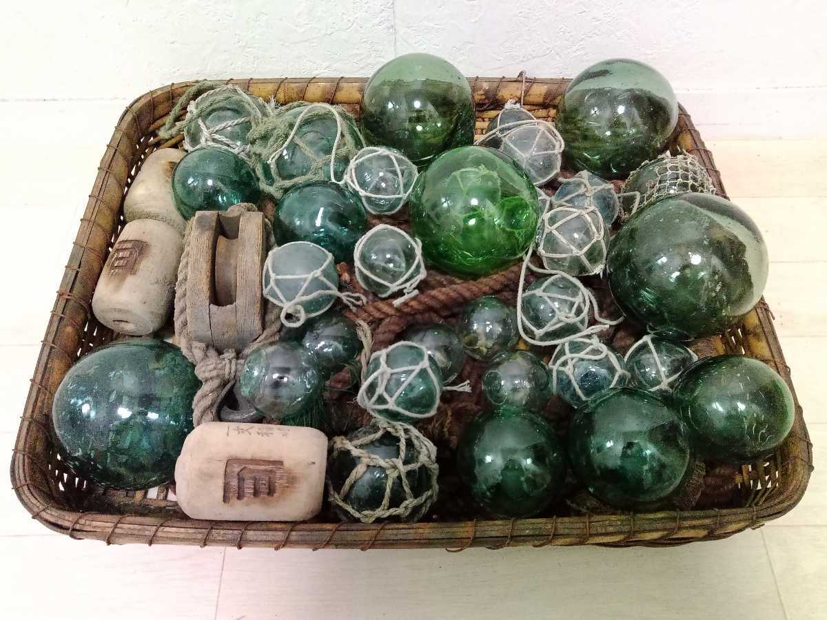 戦前】☆ガラス球☆浮き玉☆ガラス玉☆33点セット☆ビン玉☆気泡☆硝子