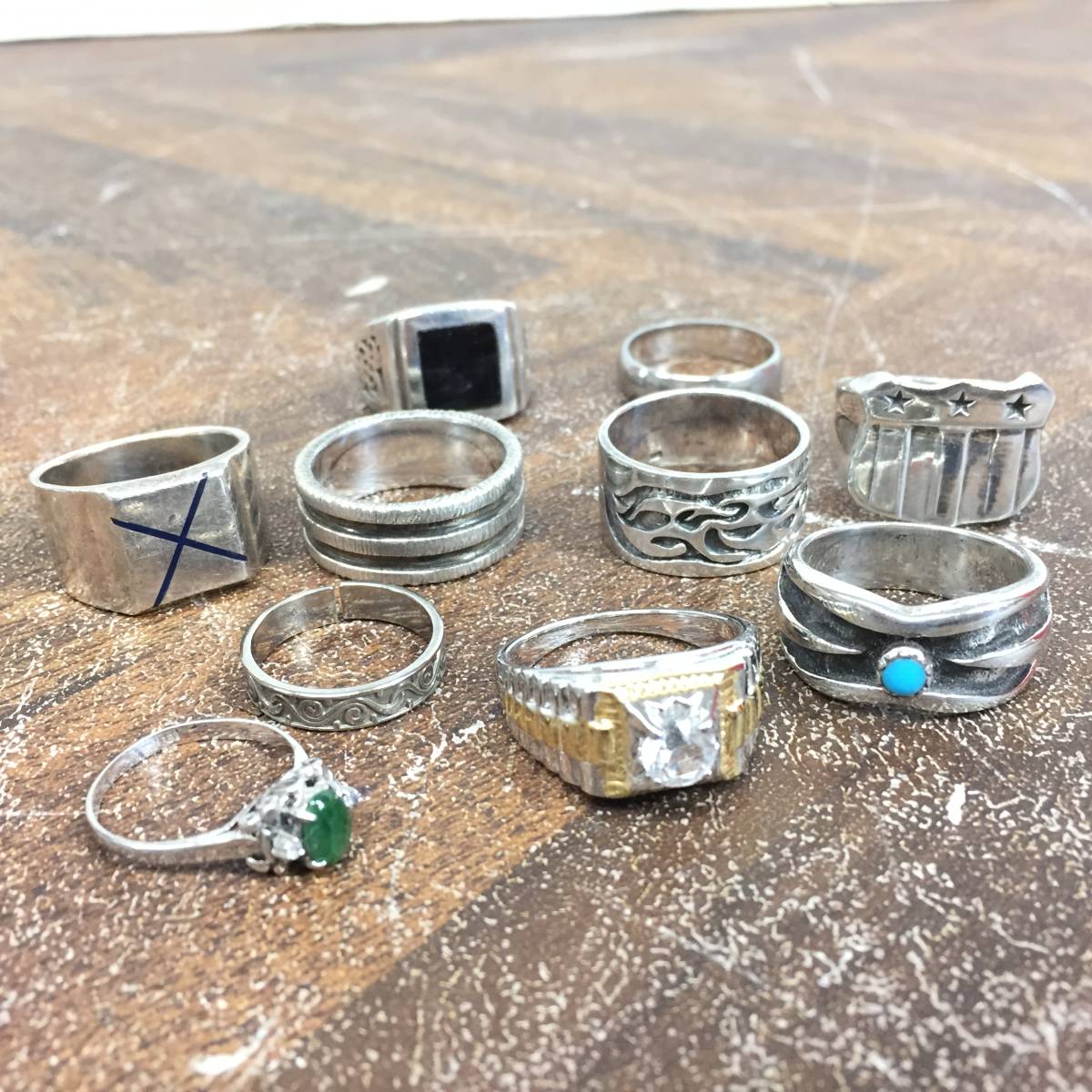 SILVER リング 指輪 10点セット 925 500 総重量 92.0g 5.5号～11.5号 シルバー デザイン リング アクセサリー まとめ 菊HG