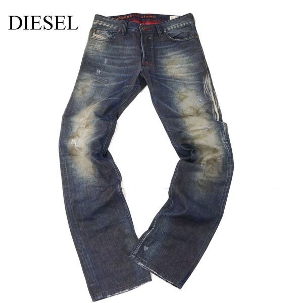 イタリア製★ DIESEL ディーゼル 【SAFADO 0804K】 USED加工★ スリム ストレート デニム パンツ ジーンズ Sz.28　メンズ　G3B00078_1#R
