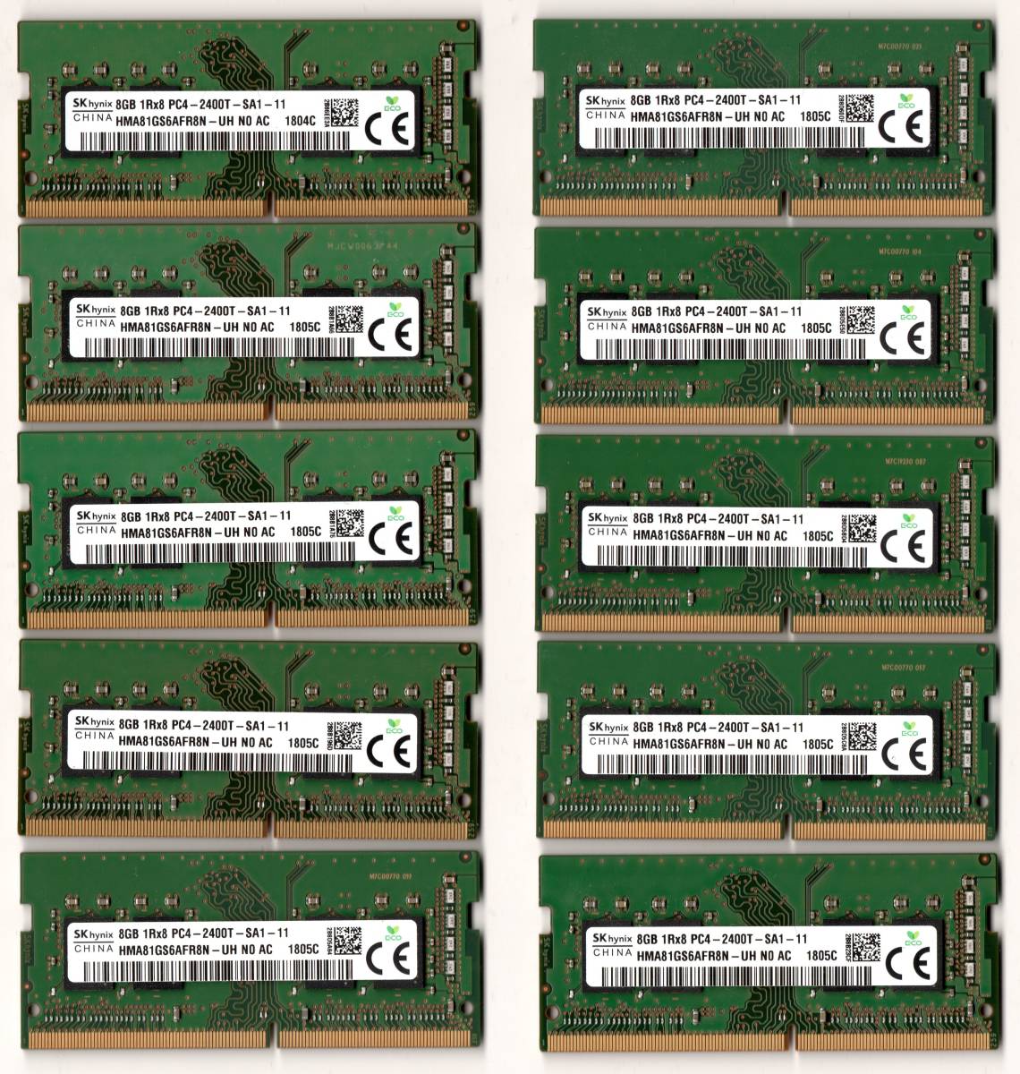 SK hynix SKhynix ☆ DDR4ノート用メモリ 8GB×10枚セット 1Rx8 PC4-2400T-