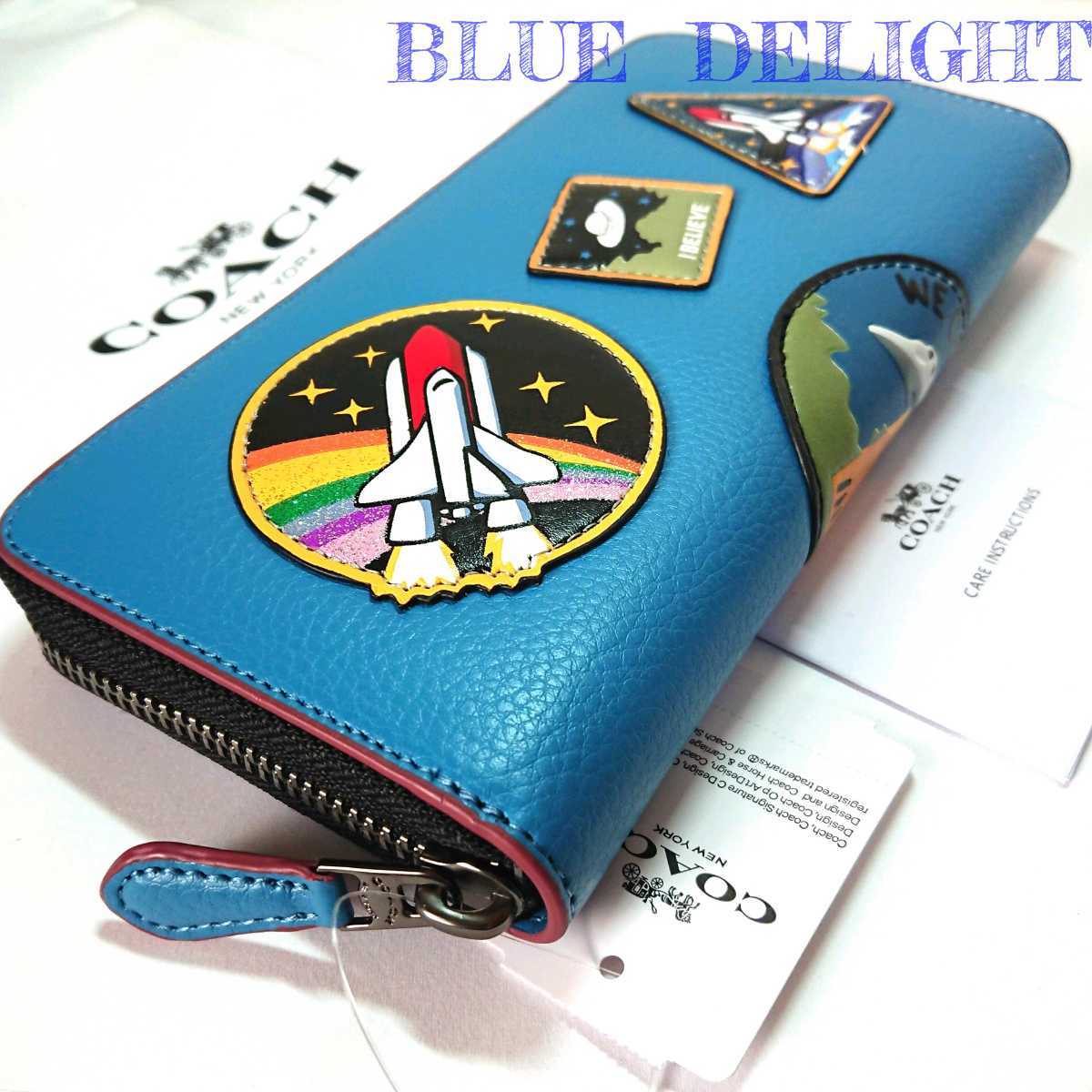 1円スタート 【新品-未使用】コーチ COACH コーチ×NASA限定コラボ レア スペースシャトル レザー 長財布