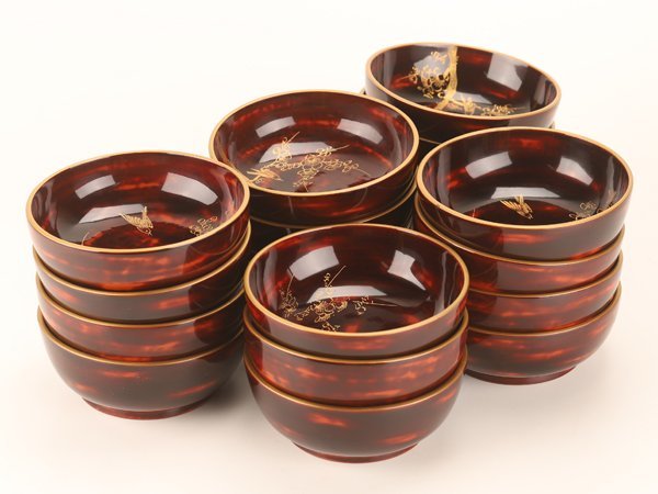 流】能登輪島塗 花鳥沈金椀 十九客 KM501 | 木製 琴》送料無料