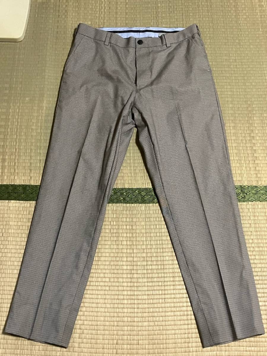 【1円スタート】正規品BROOKS BROTHERSブルックスブラザーズ美品テーパードコットンパンツW36/L32チェック柄スラックストラウザー ビジカジ