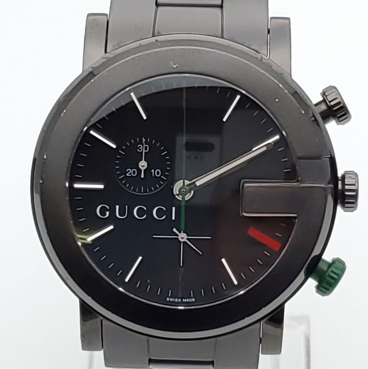グッチ　G-Chrono　YA101331　クォーツ　SS　ブラック　メンズ　腕時計　GUCCI　中古　◆3111/藤枝インター店