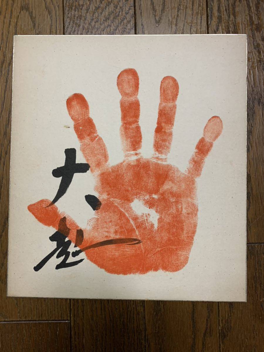 大相撲 相撲 巨漢巨人力士 大起 肉筆手形色紙(サイン)｜売買された 