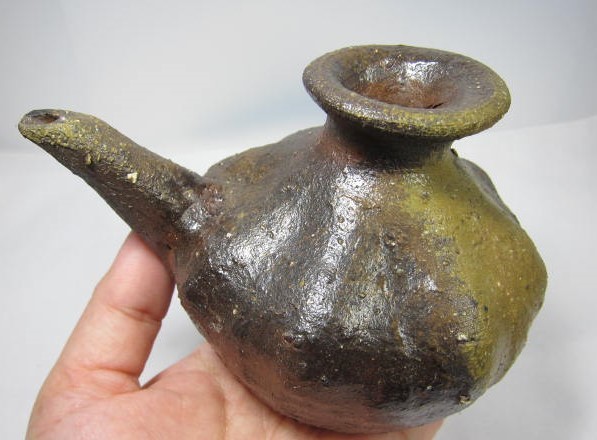 國吉清尚 作 焼き締め 酒器 カラカラ 保護箱付 底に ク のサイン 窯変
