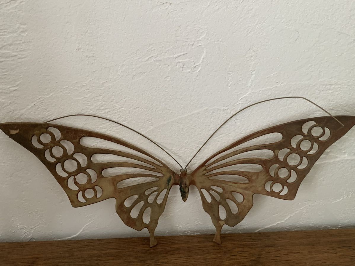 フランスアンティーク　真鍮製　蝶々　オーナメント