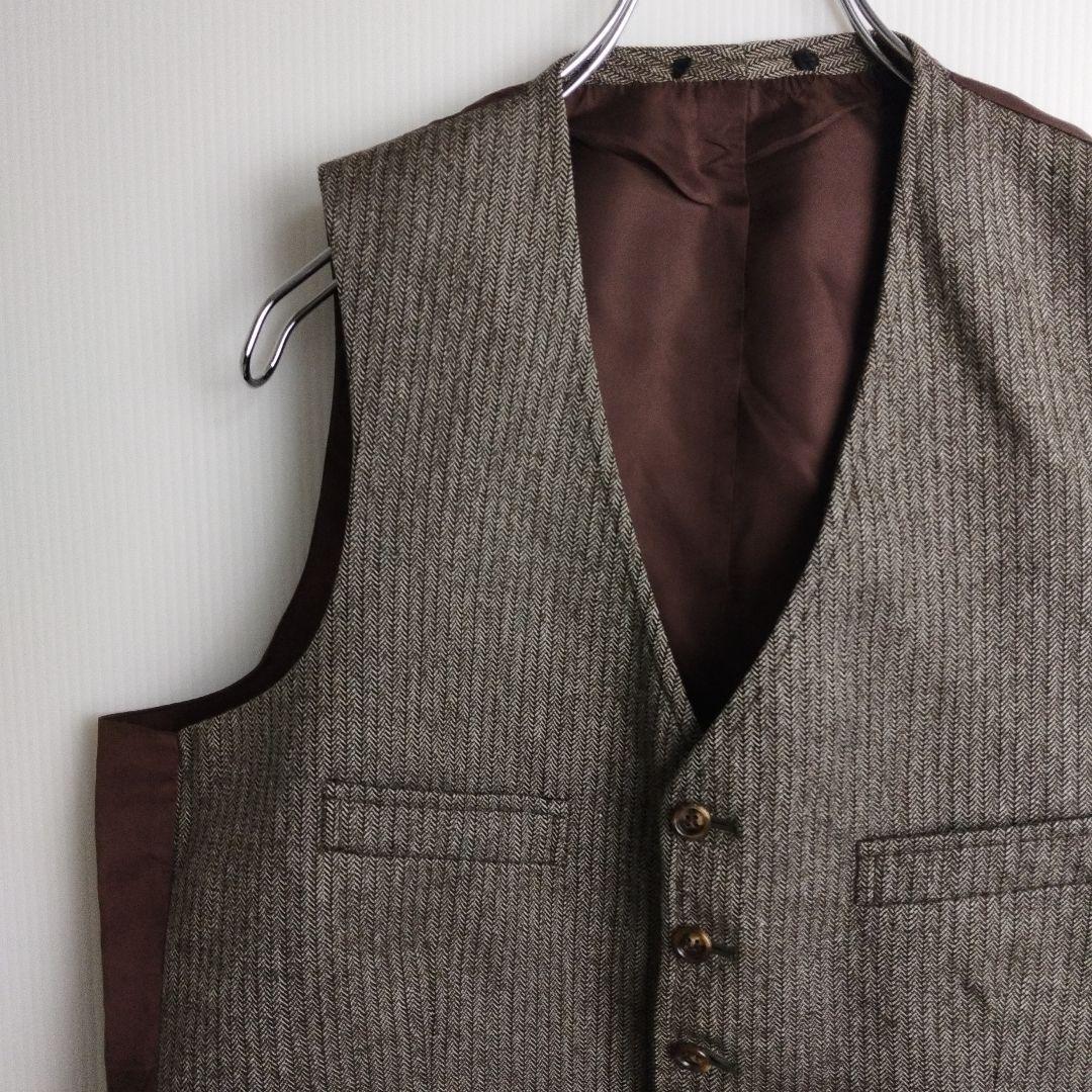 ベスト ブラウン 4ポケット ジレ スーツベスト