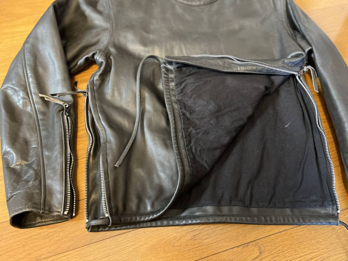Vintage 60s 70s イタリア製 ハラコ 擦りむける ニット切替 レザー 