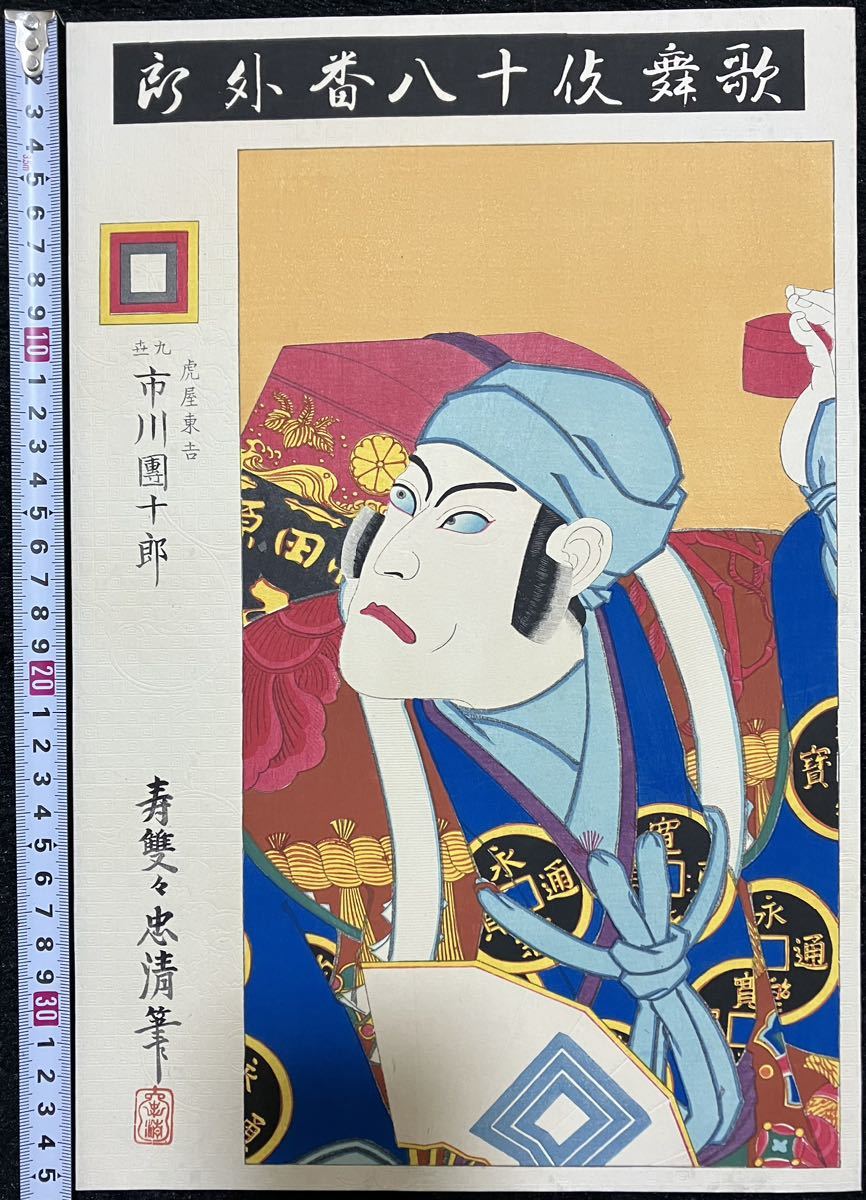 明治期真作 鳥居忠清画「歌舞伎十八番外郎 虎屋東吉 九世 市川