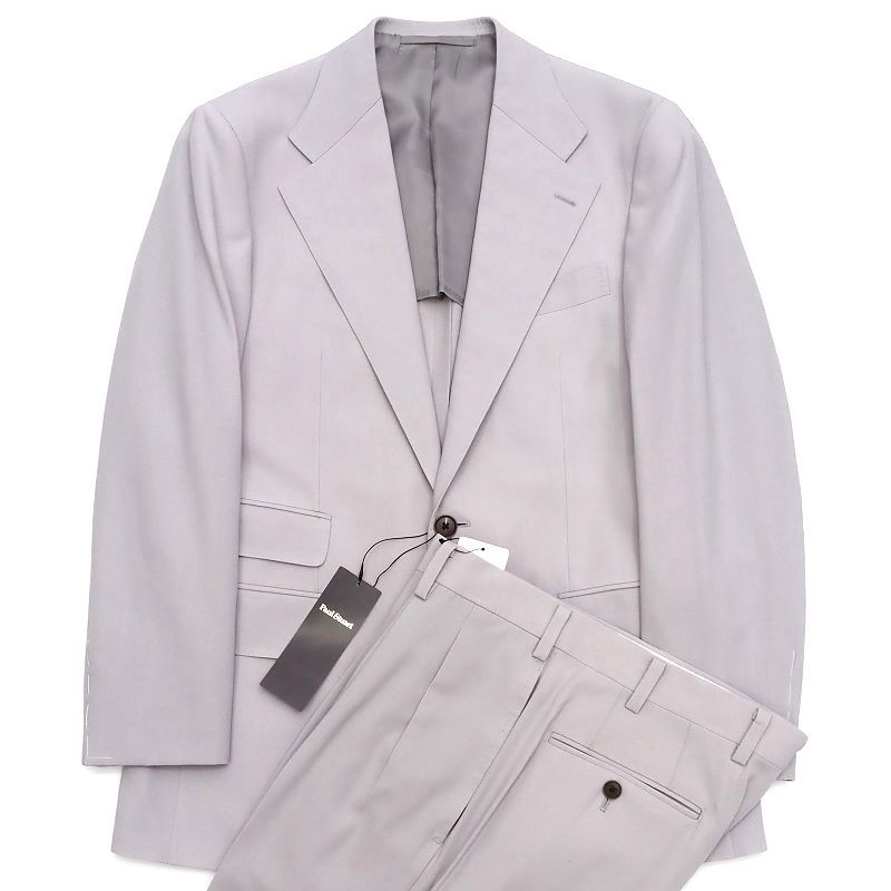 L03426 新品 PAUL STUART/スーツ 【サイズ：46R】 ライトグレー 定価165000円 日本製 背抜き裏地 ポールスチュアート