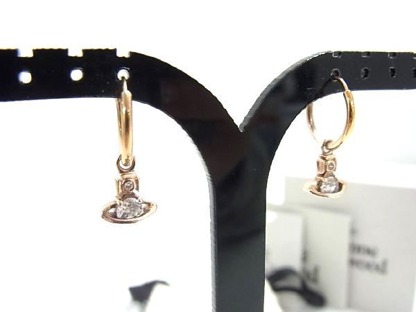 1円 ■ Vivienne Westwood ヴィヴィアンウエストウッド オーブ ラインストーン ピアス 耳飾り アクセサリー ブロンズ系 AG7899スN