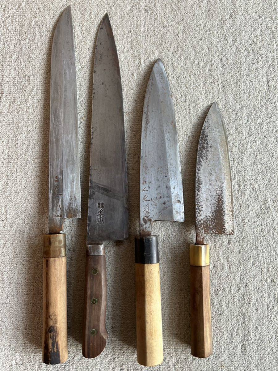 正本2本 正明 名?☆中古包丁 4本
