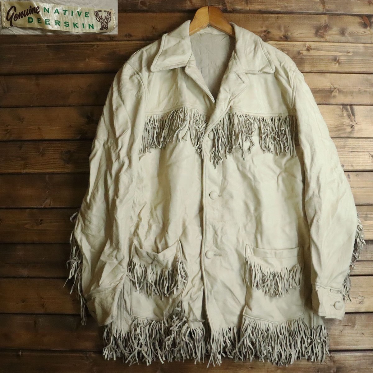 B1S/T1.27-1 50s~ ビンテージ Genuine NATIVE DEERSKIN 本革 ディア  