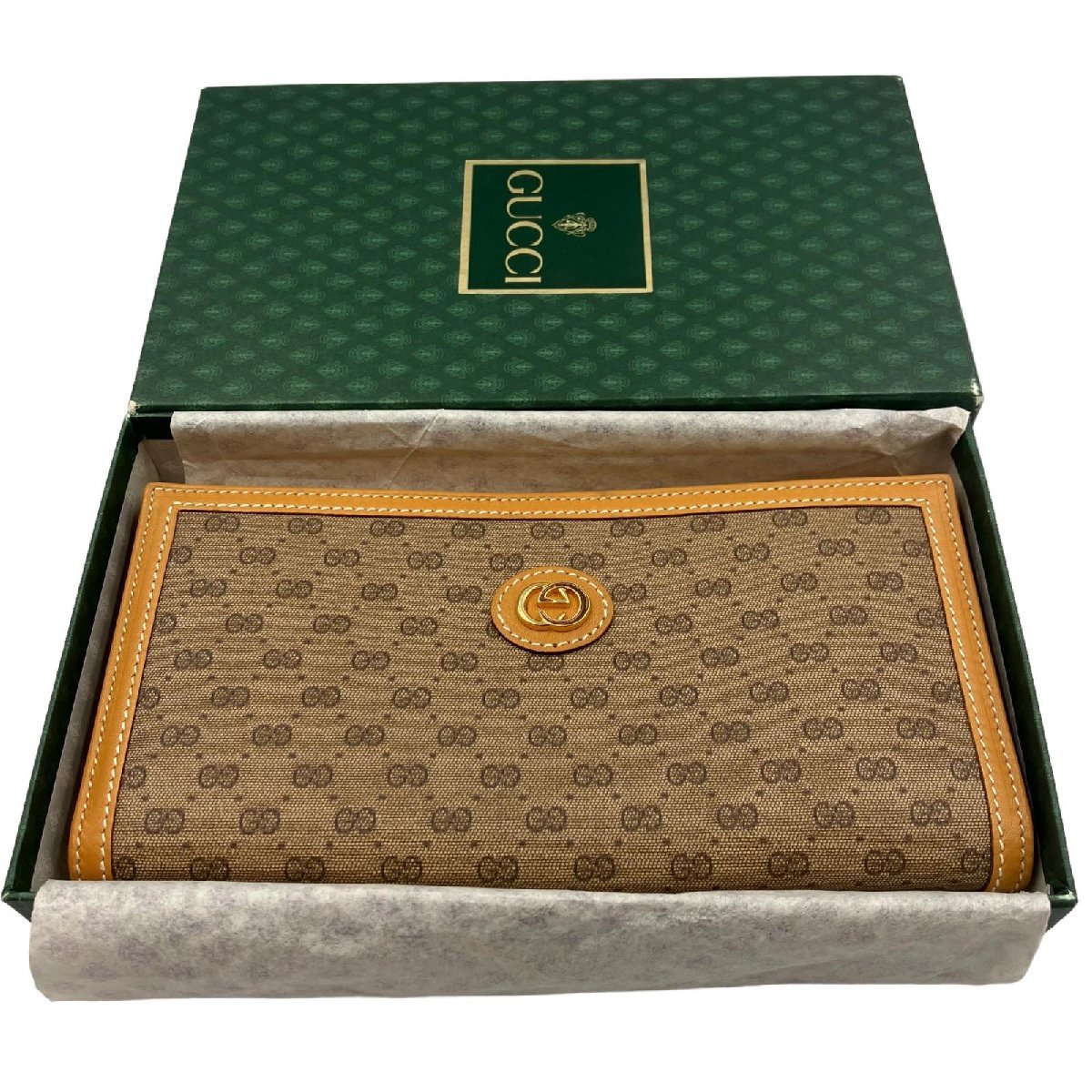 GUCCI グッチ オールド 二つ折り長財布 GG柄 PVCレザー ブラウン GUCCI グッチ オールド 二つ折り長財布 GG柄 PVCレザー ブラウン