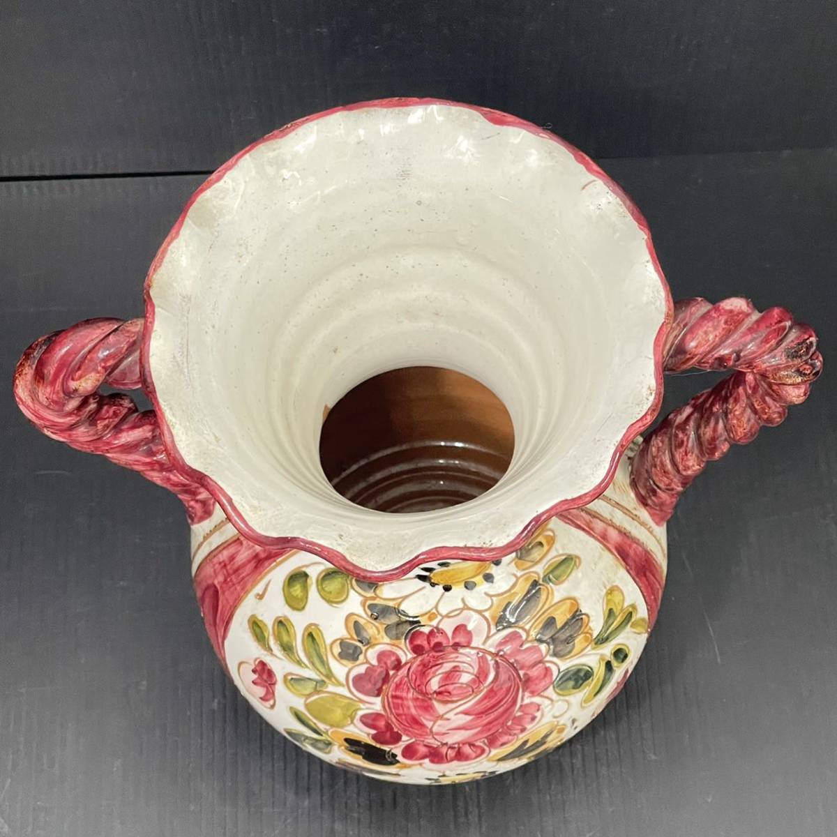 208d3) イタリア製 PAOLI 陶器製花瓶 CERAMICHE PAOLI ITALIA ハンド 