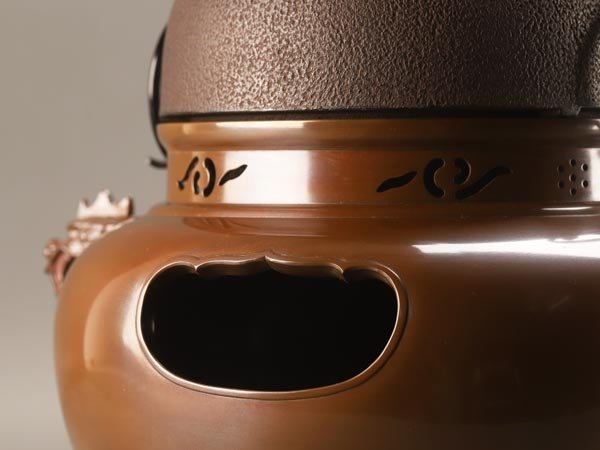 流】茶道具 時代 唐銅鬼面風炉釜 丸釜添 共箱 KM648(釜)｜売買された