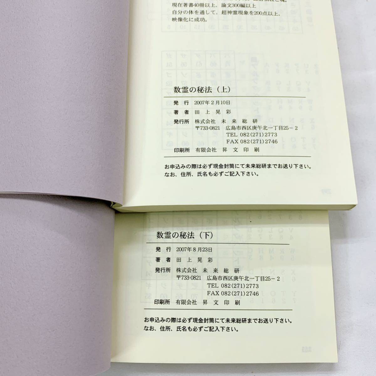 YD-3 数霊の秘法 上下 2冊 田上晃彩著 2007年 未来総研 数霊運命学体系