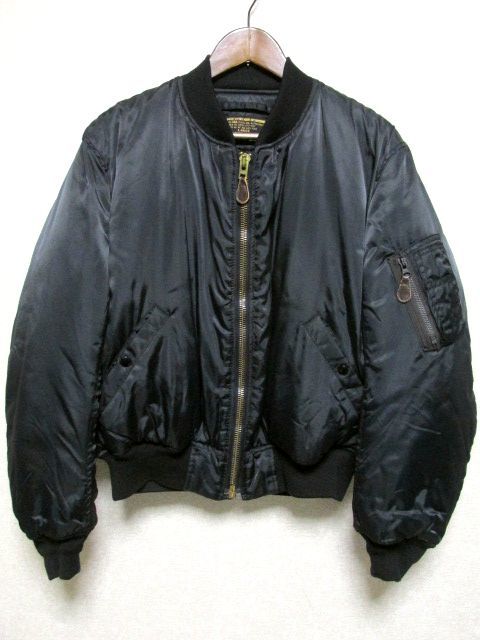 ★美品★HOUSTON ヒューストン MA-1 フライト ジャケット L★ブラック 黒 USAF ミリタリー ボンバージャケット SCOVILL クリーニング済み