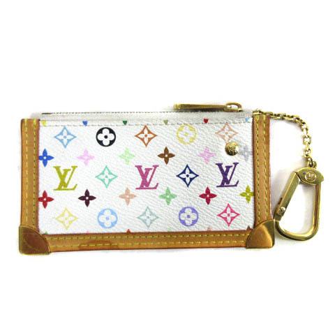 ルイヴィトン LOUIS VUITTON M92655 ポシェットクレ モノグラム マルチカラー コインケース キーケース ホワイト ECR17 レディース