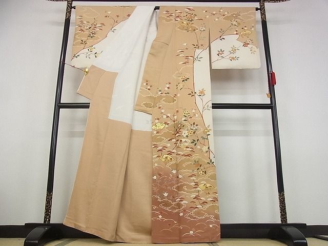 暈し染め 着物屋こころ□訪問着 友禅 作家物 正絹 枝花文