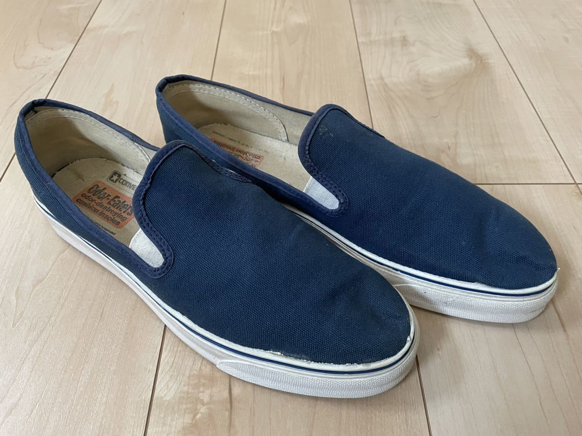 希少♪70'S USA製 CONVERSEコンバース スリッポン紺ネイビーsize9ビンテージチャックテイラーアディクトVANS