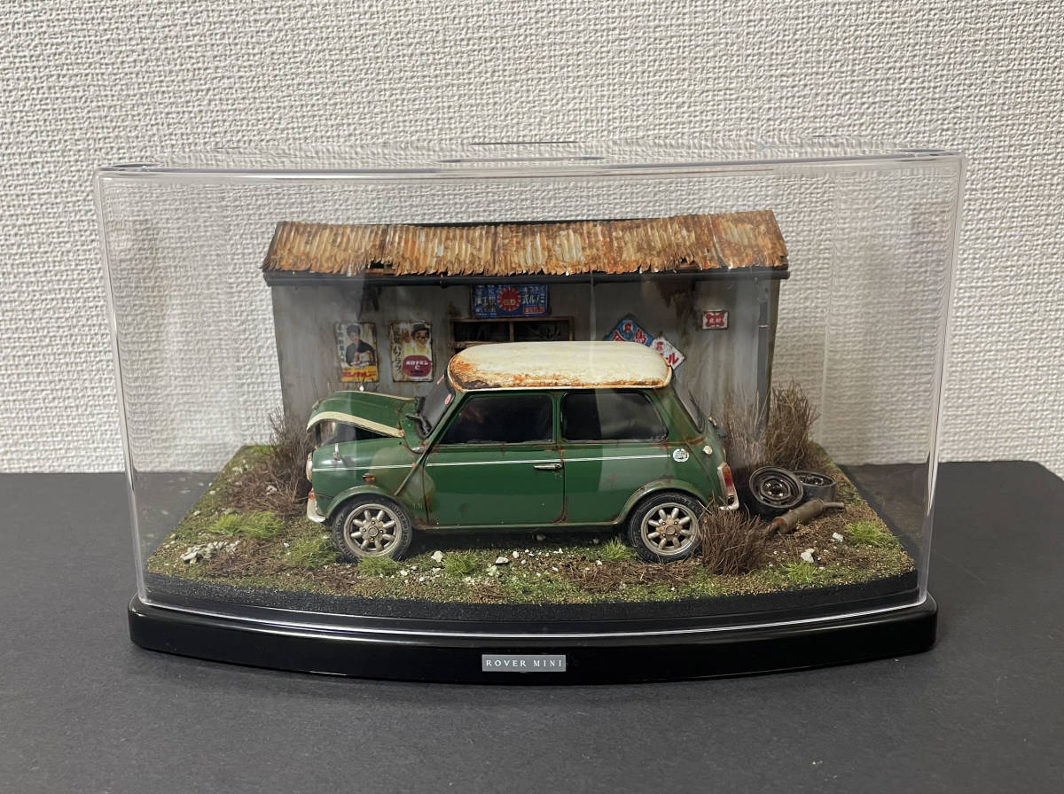 1/24 ROVER MINI COOPER 1.3i 草ヒロ風景ジオラマ 自作完成品 ケース付 