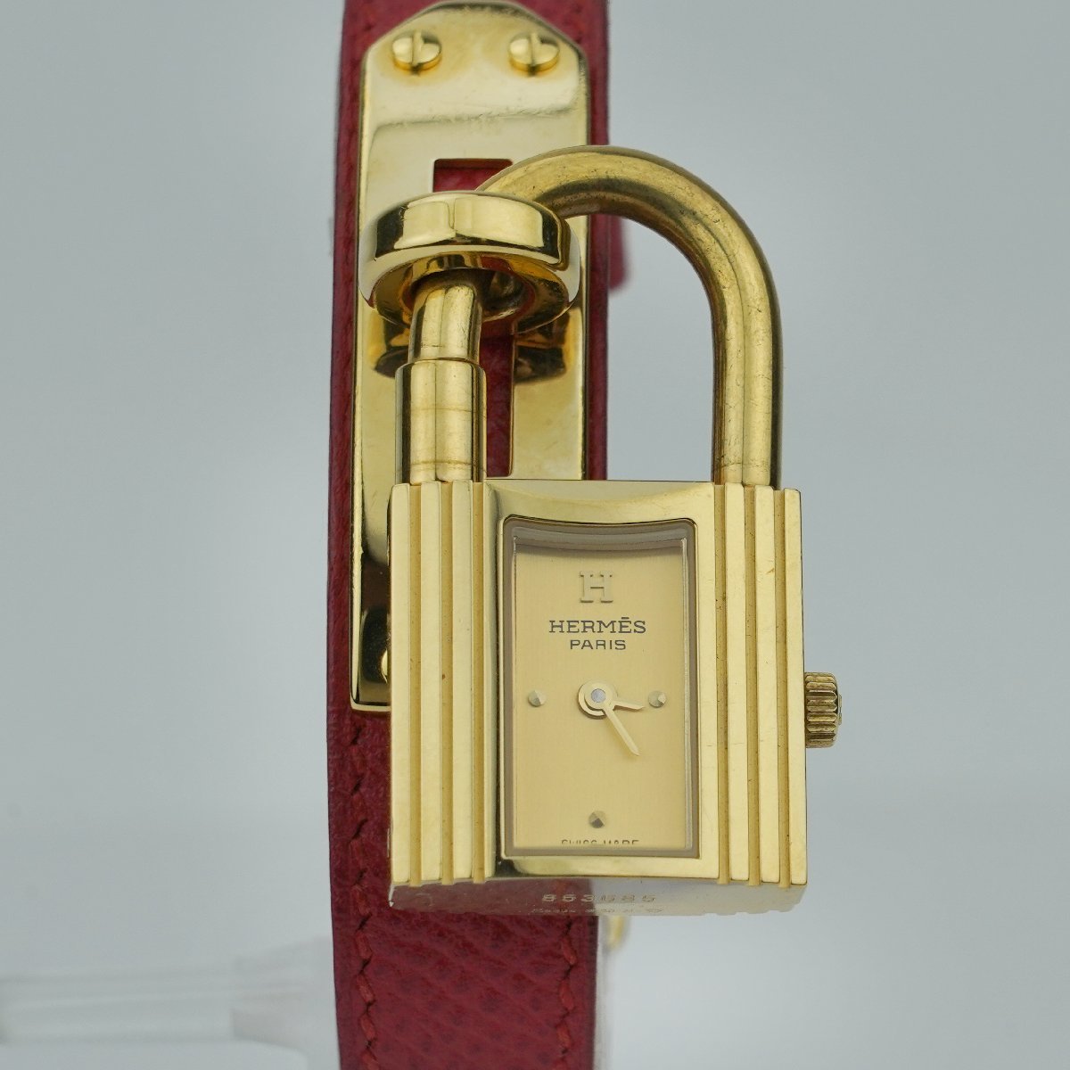 【中古/稼働品】HERMES(エルメス) ケリーウォッチ レディース クオーツ 赤ベルト 刻印（K-S5182）